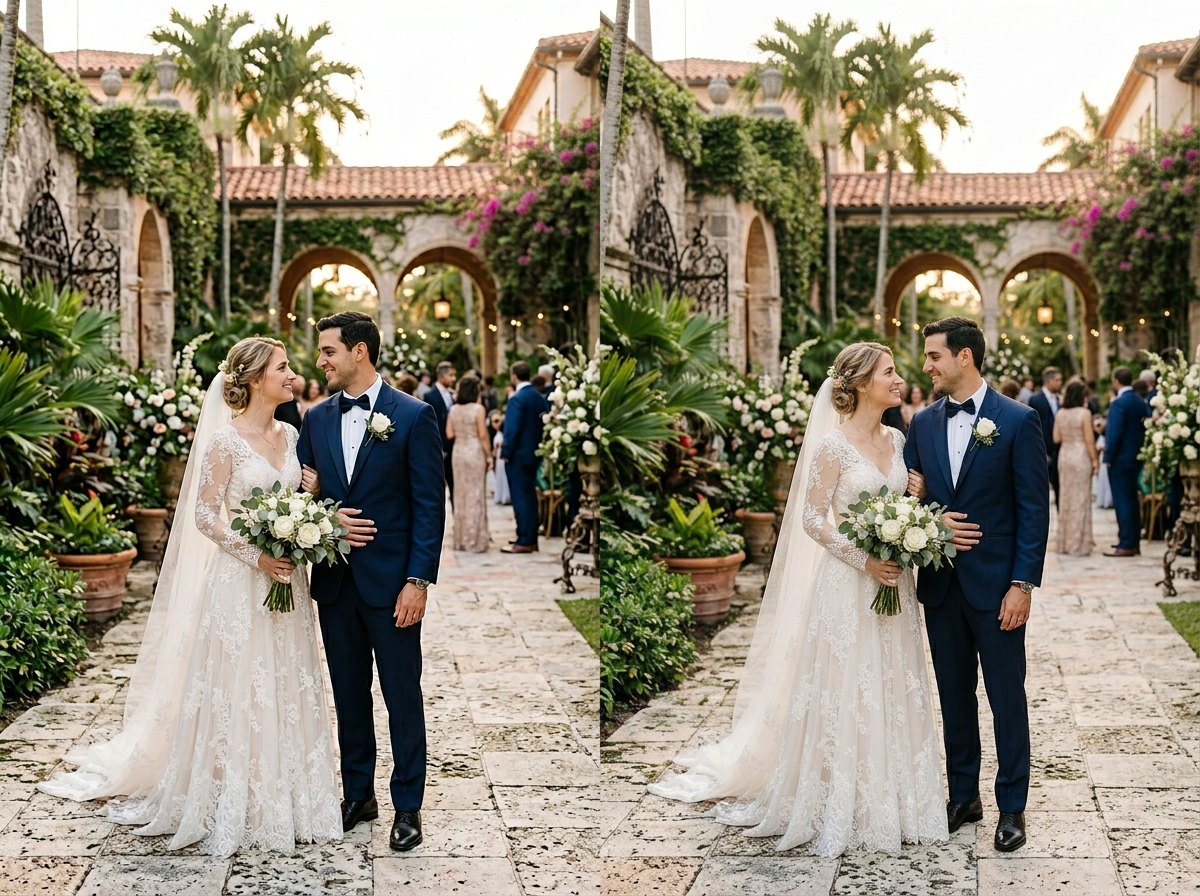Daniela and Rafa M. couple photo at wedding venue in Coral Gables